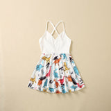 Women's dinosaur parent-child dress mother-daughter sleeveless suspender dress