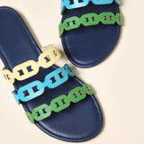 Women's hollow strap fashion flat slippers large size sandals