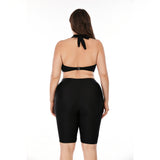 Plus size split swimsuit women's black swimwear