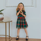 Elegant parent-child plaid dress