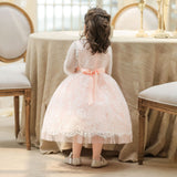 Girl's Birthday Long Sleeved Gauze Fluffy Gauze Lace Princess Dress