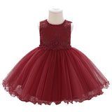 Girls' Sleeveless Embroidered Beaded Fluffy Skirt Princess Dress