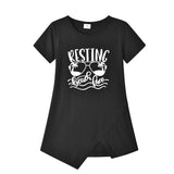 Stitching printing parent-child sling lace-up waist jumpsuit