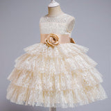 Sleeveless Multilayer Lace Gauze Dress For Girls Wedding Dress