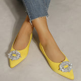 Flat pumps low-cut women's pointed toe rhinestone square buckle Mary Jane women's shoes suede loafers