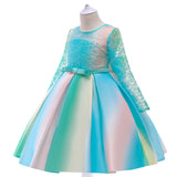 New Children's Dress Princess Dress With Colorful Pompous Skirt With Big Bow On The Back Flower Child Dress