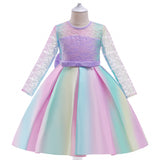 New Children's Dress Princess Dress With Colorful Pompous Skirt With Big Bow On The Back Flower Child Dress