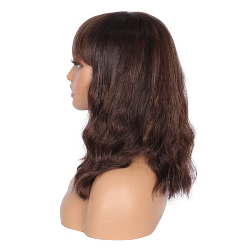 Fashion wig female short curly hair brown air bangs chemical fiber wig headgear wigs