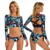 Sexy lace-up surfing suit women's printed swimsuit