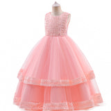 New Girl's Dress Floor-Length Dress Multi-Layer Mesh Pompous Princess Dress