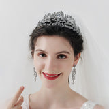 Bridal tiara alloy leaves zircon crown