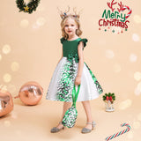 Children's And Girls' Flying Sleeve Forged Cloth Printed Princess Skirt Christmas Costume