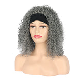 Wig ice silk scarf hair with gray chemical fiber headgear wigs