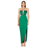 Women's Sexy Hollow Out Backless Suspender High Split Evening Dress