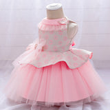 New Children's Dress Princess Dress Sleeveless Flower Pompous Gauze Little Girl's Dress First Birthday Dress