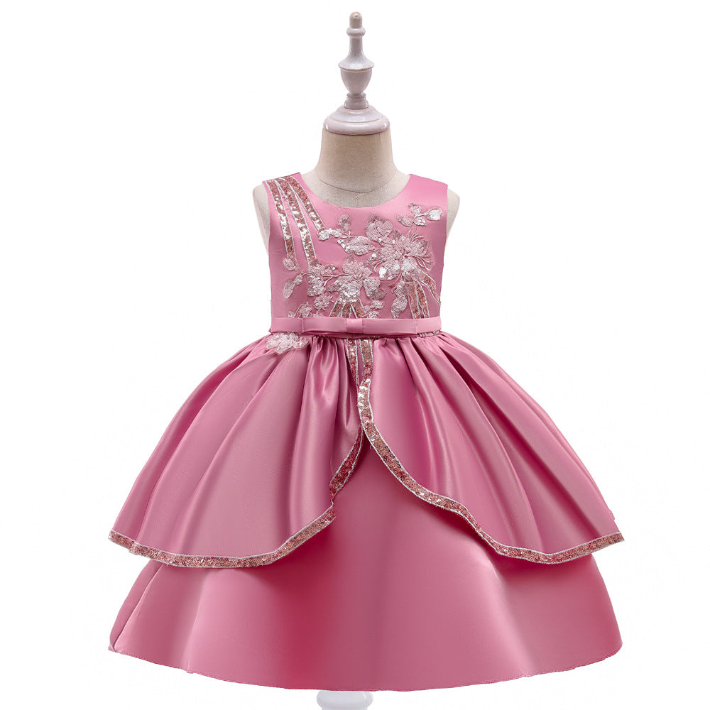 New Girl Princess Dress Skirt Forged Sequins Girl Performance Pompous Skirt