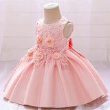 New European And American Children's Dress Baby Dress With Beaded Flowers