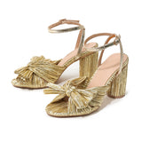 Women's Shoes sandals thick heel bowknot fairy silk sandals retro fairy shoes