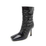 Women's fashion short boots square toe stiletto heel middle boots