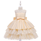 New Children's Dress Princess Dress Pure Color Lace Cake Dress Flower Girl Dress