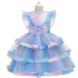 New Girl's Dress Sequins Multicolored Multi-Layer Gauze Pompous Skirt Performance Dress
