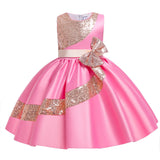 New Children's Dress in Children's Sequins Bow Forging Cloth Princess Skirt Piano Dress For Girls