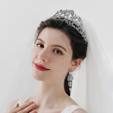 Bridal tiara alloy leaves zircon crown