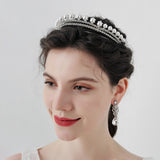 Handmade Pearl Rhinestone Crown bridal tiara