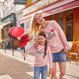 loose-fitting casual pullover mother-daughter matching outfit