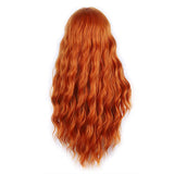 Women's long curly hair orange front lace long curly hair fluffy water ripple wig head cover