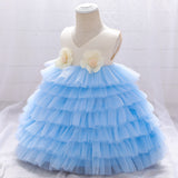 New Children's Dress Sleeveless Tiered Cake Pompous Dress Baby Flower Girl Dress Princess Dress