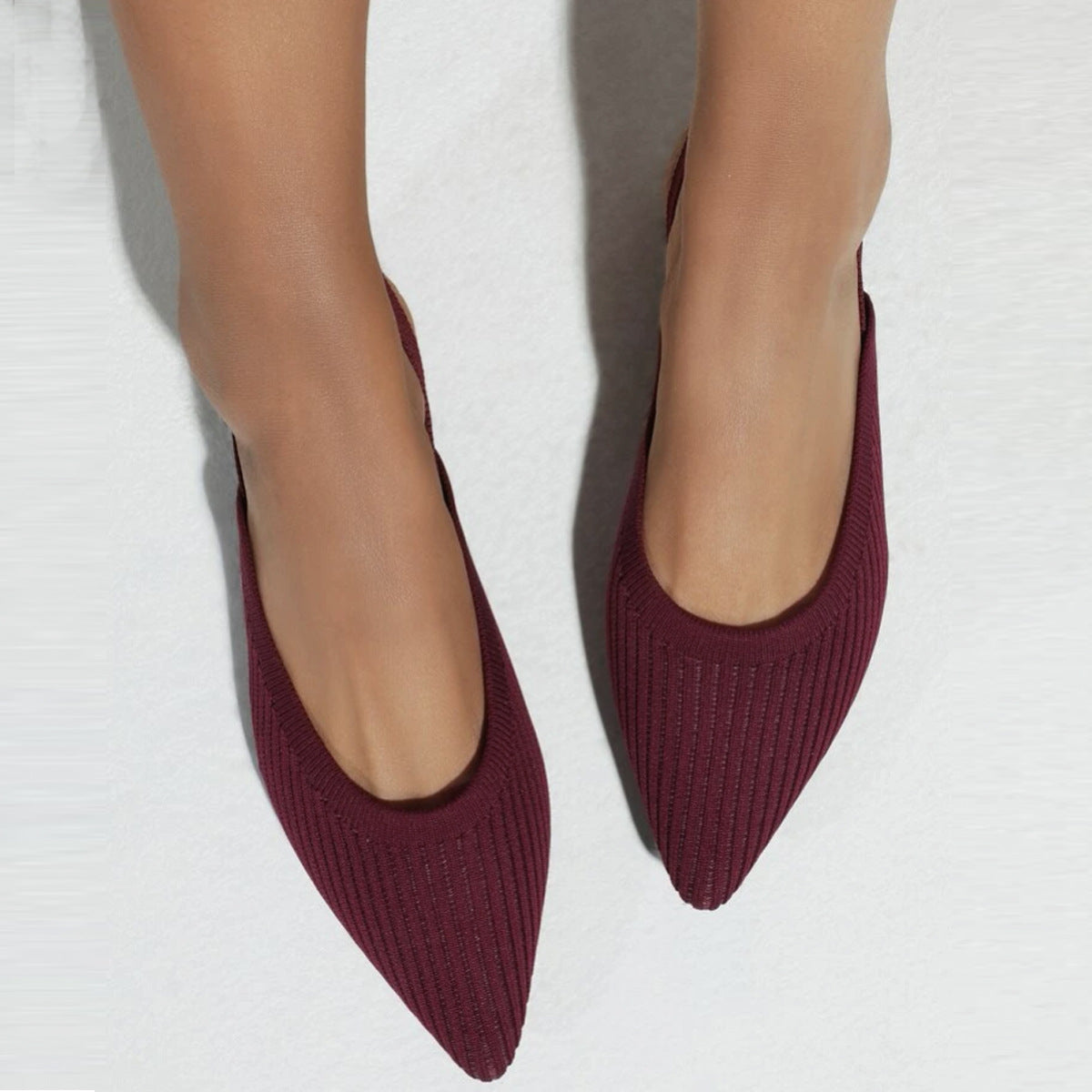 Flat heel leisure semi-toe box women's shoes mesh cloth pointed toe
