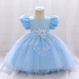 Children's Girls' Beaded Snowflake Printed Dress Princess Skirt Children's Day Performance Dress