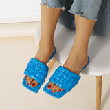 Women's Flat sandals square toe slippers elegant beach slippers