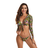 Printed sexy surfing clothes sun protection women's swimsuit