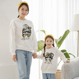 Mother-daughter matching outfit printed crew neck sweater For Mom And Me