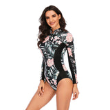 Printed surfing clothes women's zipper swimsuit
