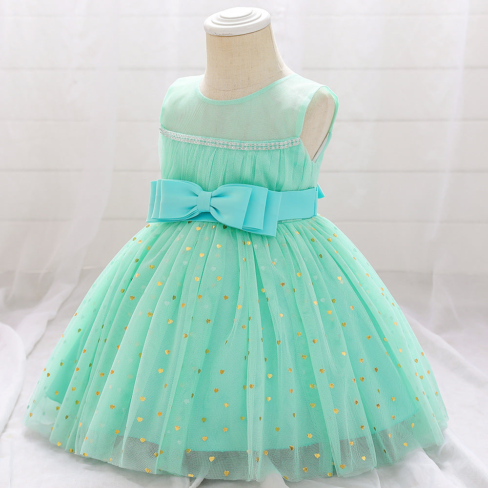 Primary School Children Gauze Pompous Skirt First Year Dress Baby Host Dress