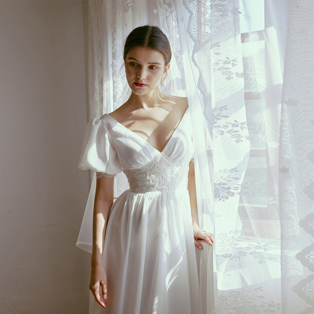 Sheath Floor Length Elastic Cloth Wedding Dress