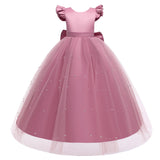 New Girls Dress Small Flying Sleeves Big Bow Princess Dress Piano Performance Dress Host Dress