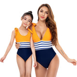 Parent-child swimsuit New striped color matching one-piece bikini mother and daughter swimsuit for Mom and Me