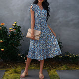 Women's V-neck Ruffle Sleeve Floral Dress