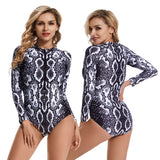 Long sleeve surfing jumpsuit diving snake zipper swimsuit