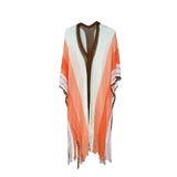 Hollow knitted tassel shawl smock dress