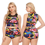 Color printing split swimsuit plus size bikini