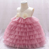 New Children's Dress Sleeveless Tiered Cake Pompous Dress Baby Flower Girl Dress Princess Dress