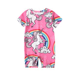 Parent child round neck short sleeve rainbow pony print dress