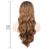 Female gradually changing color medium split long curly hair wig chemical fiber mechanism headgear wigs