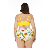 Sunflower pattern split swimsuit plus size bikini