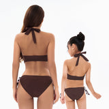 New sexy solid color one-piece parent-child swimsuit for Mom and Me